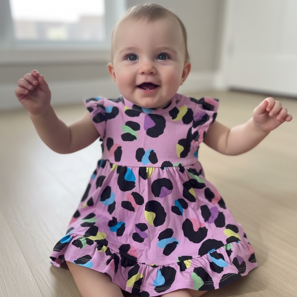 Pink Leopard Print Baby Dress bodysuit